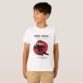 Schattigee Ninja Black & Red Kids Verjaardagsfeest T-shirt (Voorkant volledig)
