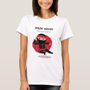 Schattigee Ninja Black & Red Kids Verjaardagsfeest T-shirt
