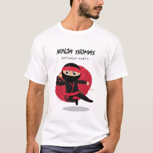 Schattigee Ninja Black & Red Kids Verjaardagsfeest T-shirt