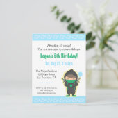 Schattigee Ninja Boy Kids Verjaardagsfeestje Uitno Kaart (Staand voorkant)