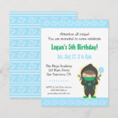 Schattigee Ninja Boy Kids Verjaardagsfeestje Uitno Kaart (Voorkant / Achterkant)