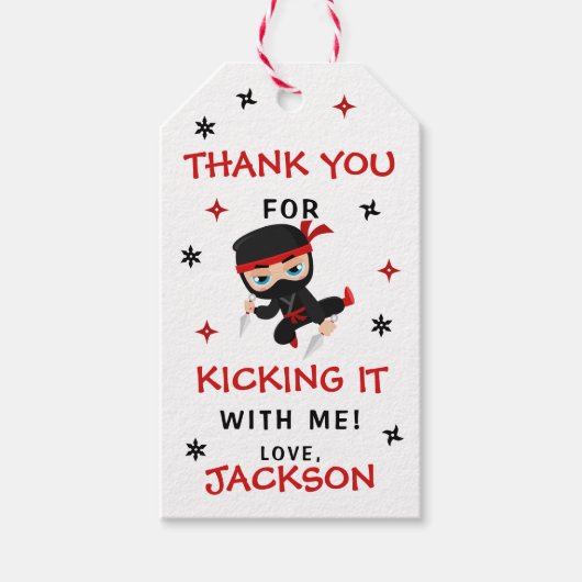 Schattigee Ninja Karate Verjaardagsjongen Dank u L Cadeaulabel (Voorkant)