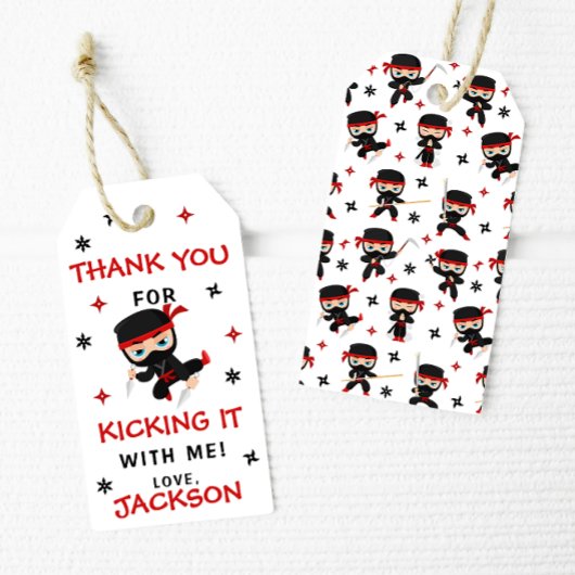 Schattigee Ninja Karate Verjaardagsjongen Dank u L Cadeaulabel