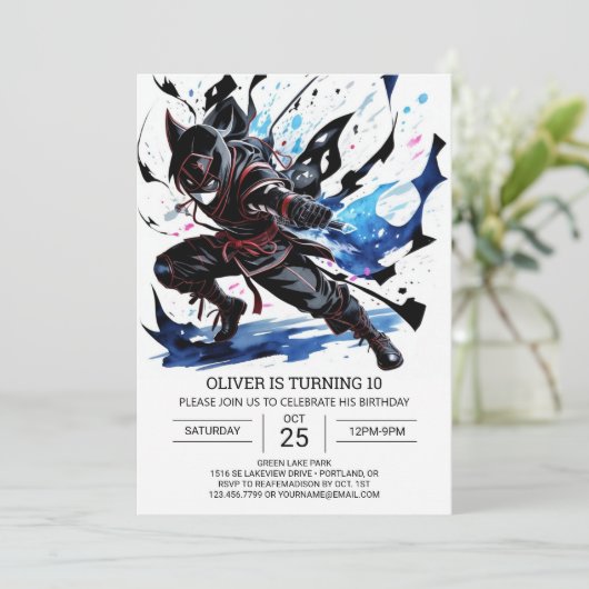 Schattigee Ninja Martial Arts Verjaardag Kaart (Staand voorkant)