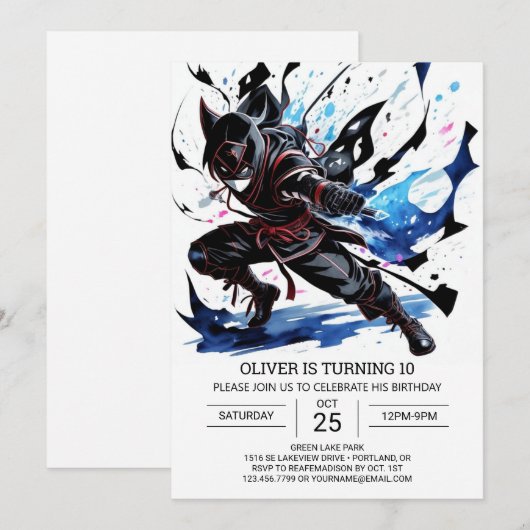 Schattigee Ninja Martial Arts Verjaardag Kaart (Voorkant / Achterkant)