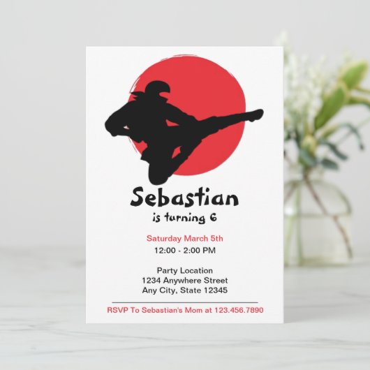 Schattigee Ninja rood en zwart verjaardag Kaart (Staand voorkant)