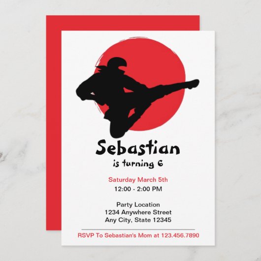 Schattigee Ninja rood en zwart verjaardag Kaart (Voorkant / Achterkant)