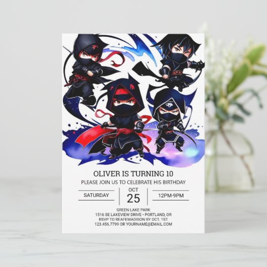 Schattigee Ninja Secret Agent Verjaardag Kaart (Staand voorkant)