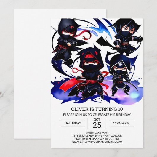 Schattigee Ninja Secret Agent Verjaardag Kaart (Voorkant / Achterkant)