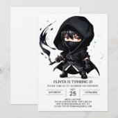 Schattigee Ninja Surprise Kinderen Verjaardag Kaart (Voorkant / Achterkant)