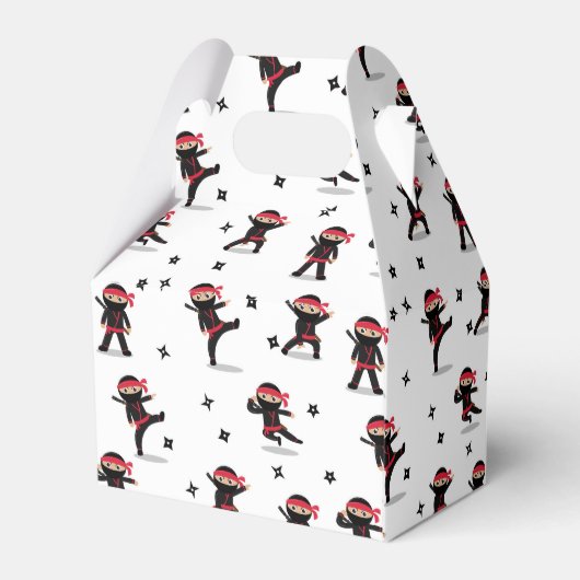 Schattigee Ninja Warrior Black & Red Kids Verjaard Bedankdoosjes (Achterkant)