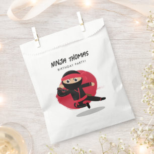 Schattigee Ninja Warrior Black & Red Kids Verjaard Bedankzakje