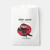 Schattigee Ninja Warrior Black & Red Kids Verjaard Bedankzakje (Voorkant)