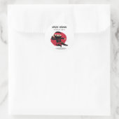 Schattigee Ninja Warrior Black & Red Kids Verjaard Ronde Sticker (Tas)