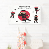 Schattigee Ninja Warrior Black & Red Kids Verjaard Spandoek (Insitu)