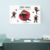 Schattigee Ninja Warrior Black & Red Kids Verjaard Spandoek (Beurs)