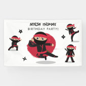 Schattigee Ninja Warrior Black & Red Kids Verjaard Spandoek (Horizontaal)