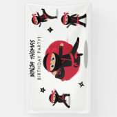 Schattigee Ninja Warrior Black & Red Kids Verjaard Spandoek (Verticaal)