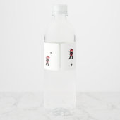 Schattigee Ninja Warrior Black & Red Kids Verjaard Waterfles Etiket (Achterkant)
