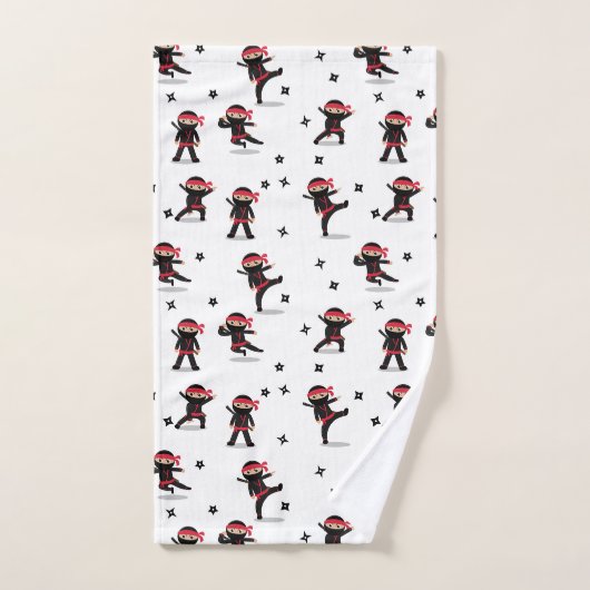 Schattigee Ninja Warrior Black & Red Kinder Bad Handdoek (Handdoek)