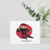 Schattigee Ninja Warrior Black & Red Kinder Feestdagenkaart (Staand voorkant)