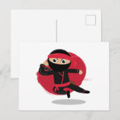 Schattigee Ninja Warrior Black & Red Kinder Feestdagenkaart (Voorkant / Achterkant)