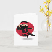 Schattigee Ninja Warrior Black & Red Kinder Kaart (Gele Bloem)