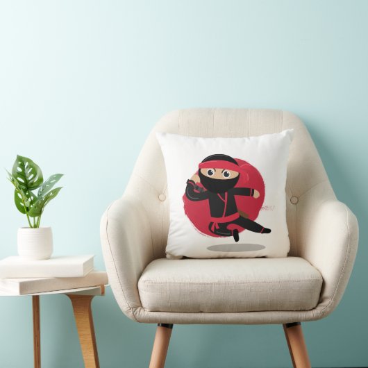 Schattigee Ninja Warrior Black & Red Kinder Kussen (Stoel)