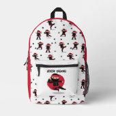 Schattigee Ninja Warrior Black & Red Kinder School Bedrukte Rugzak (Voorkant)