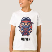 Schattigee Ninja Warrior gepersonaliseerd T-shirt (Voorkant)