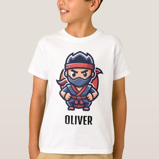 Schattigee Ninja Warrior gepersonaliseerd T-shirt (Voorkant)