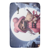 Schattigee Ninja Warrior Girl & Teddy Badmat (Voorkant Verticaal)