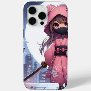 Schattigee Ninja Warrior Girl & Teddy iPhone 15 Pro Max Hoesje