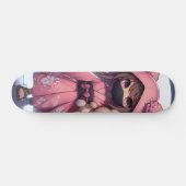Schattigee Ninja Warrior Girl & Teddy Persoonlijk Skateboard (Horizontaal)
