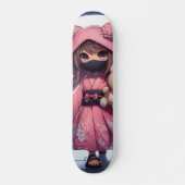 Schattigee Ninja Warrior Girl & Teddy Persoonlijk Skateboard (Voorkant)