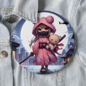 Schattigee Ninja Warrior Girl & Teddy Ronde Button 6,0 Cm (In situ)