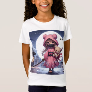 Schattigee Ninja Warrior Girl & Teddy T-shirt