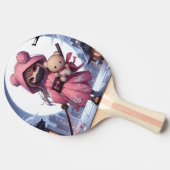 Schattigee Ninja Warrior Girl & Teddy Tafeltennisbatje (Zijkant)