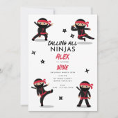 Schattigee Ninja Warrior Kinder Black & Red verjaa Kaart (Voorkant)