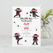 Schattigee Ninja Warrior Kinder Black & Red verjaa Kaart (Staand voorkant)