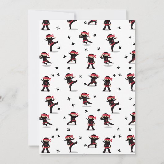Schattigee Ninja Warrior Kinder Black & Red verjaa Kaart (Achterkant)