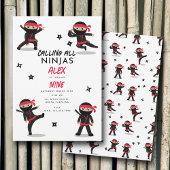 Schattigee Ninja Warrior Kinder Black & Red verjaa Kaart