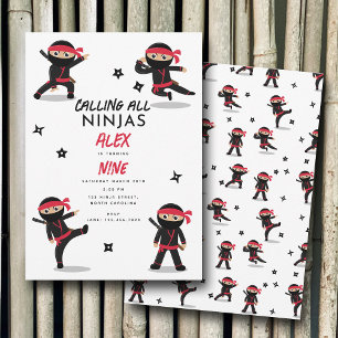 Schattigee Ninja Warrior Kinder Black & Red verjaa Kaart