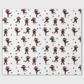 Schattigee Ninja Warrior Kinder zwart en rood patr Cadeaupapier (Vlak)