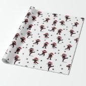 Schattigee Ninja Warrior Kinder zwart en rood patr Cadeaupapier (Uitgerold)
