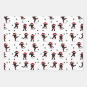 Schattigee Ninja Warrior Kinder zwart en rood patr Inpakpapier Vel (Voorkant 3)