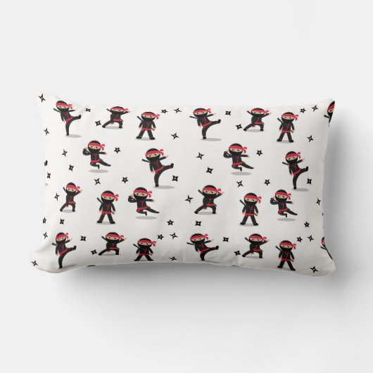 Schattigee Ninja Warrior Kinder zwart en rood patr Kussen (Voorkant)