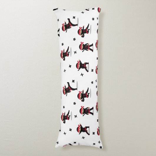 Schattigee Ninja Warrior Kinder zwart en rood patr Lichaamskussen (Voorkant Verticaal)