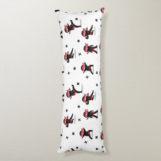 Schattigee Ninja Warrior Kinder zwart en rood patr Lichaamskussen (Achterkant (Verticaal))
