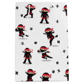 Schattigee Ninja Warrior Kinder zwart en rood patr Medium Cadeauzakje (Voorkant)